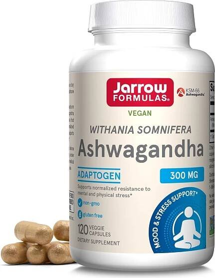 Ashwagandha 300 mg Extrakt z nervů Paměť Jarrow 120k