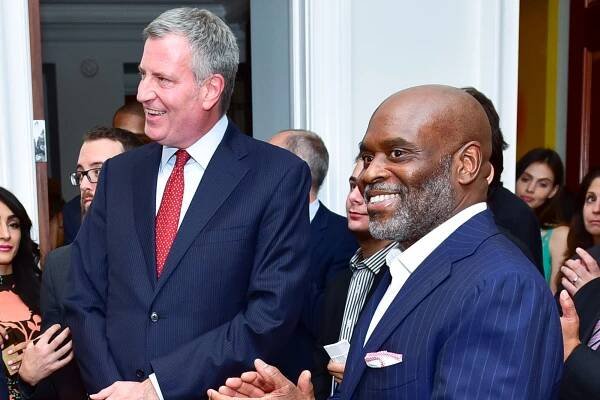Mayor Bill de Blasio and L.A. Reid attend a party for the Foundation For Ethnic Understanding at Reid's home.