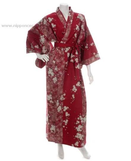 Japonské dámské kimono Yukata Sakura RED dlouhé