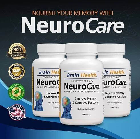 NeuroCare přírodní doplněk pro zdraví mozku podpora, vysoce koncentrované tablety