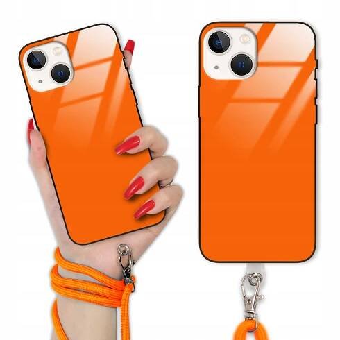 Pouzdro pro IPHONE 13 MINI CROSSGLAM CASE SKLENĚNÉ ORANŽOVÉ + ŠŇŮRKA TREND