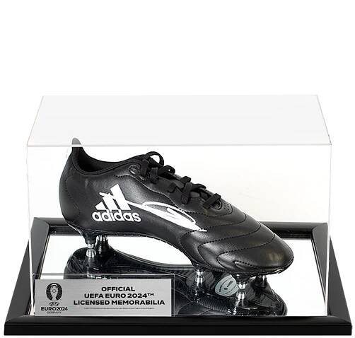 UEFA 2024 Zinedine Zidane Official Black Adidas Boot In Acrylic Case