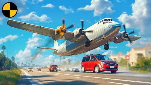 Plane Emergency Landing on Highway and other Accidents BeamNG.Drive
