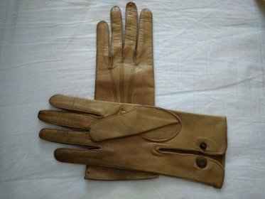 Dámské nappa kožené rukavice 8.5 hnědé bílá,