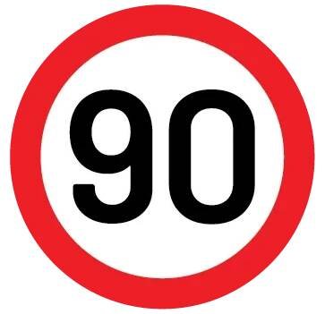 Speed sign for 90 km/h.
