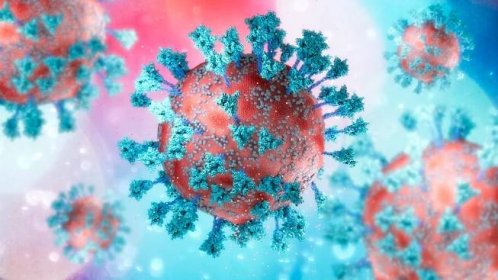 Virus variant, coronavirus, spike protein. Deltacron. Covid-19 seen under the microscope. SARS-CoV-2, 3d rendering — Stock obrázek
