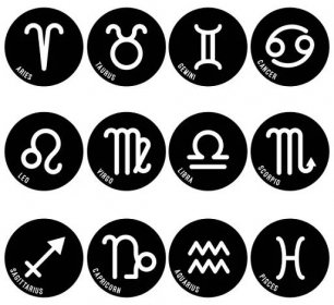 Astrologii symboly, znamení zvěrokruhu vektorové izolované ikony — Ilustrace