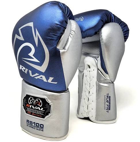 Rival Boxing RS100 Pro Sparring Boxing Gloves - Blue/Silver