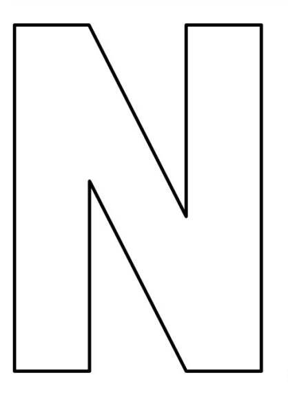 the letter n is made up of black and white lines on a white background,