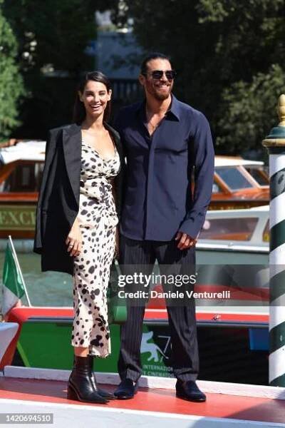 Francesca Chillemi and Can Yaman arrive at the Hotel Excelsior during the 79th Venice International Film Festival on September 04, 2022 in Venice,...