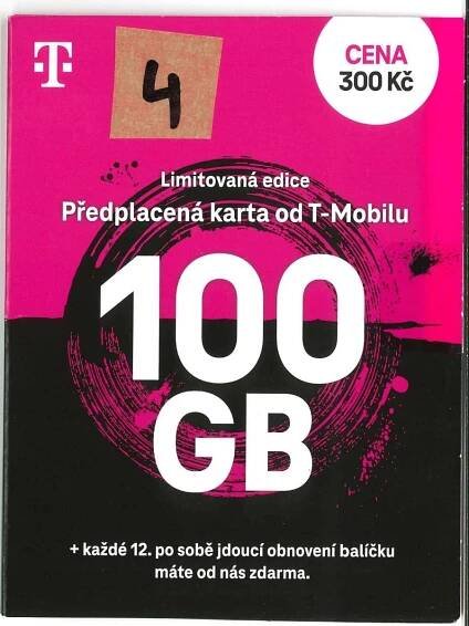 SIM T-Mobile 100GB limitovaná edice - NOVÁ