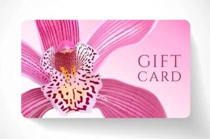 Dárková karta s krásnou realistickou orchidej růžové květy izolované na čistém pozadí. Šablona užitečná pro svatební design, dámské nákupní karty (věrnostní karta) — Ilustrace