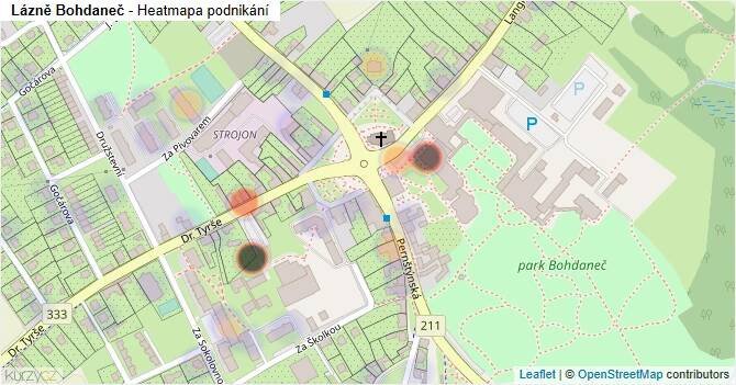 Lázně Bohdaneč - mapa podnikání