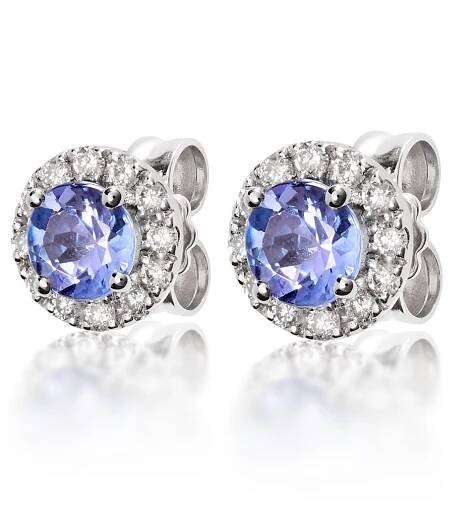 Náušnice LOEE Palette Diamonds z bílého zlata s diamanty a tanzanity