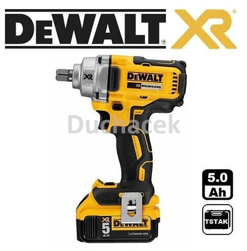 DCF892P2T Aku rázový utahovák bezuhlíkový 1/2" 18V 2x 5,0Ah Li-Ion, kufr TStak, DeWALT
