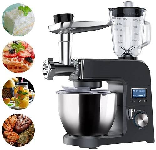 Stojanový mixér BlitzWolf® BW-VB1, kuchyňský mixér na jídlo s 1500 rychlostmi, výklopnou hlavou 8 W a mísou z nerezové oceli o objemu 5.5 l, háček na těsto, mlýnek na maso, whisky, míchání šťávy, šlehač vajec