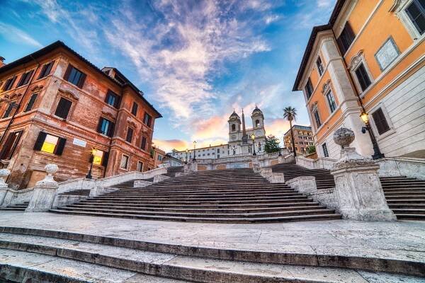 Španělské schody poblíž Piazza Di Spagna v Římě stock fotka
