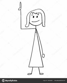 Stáhnout - Stick muž karikatura kreslení konceptuální ilustrace podnikatelka nebo žena směřující nahoru nebo nad ní. — Ilustrace