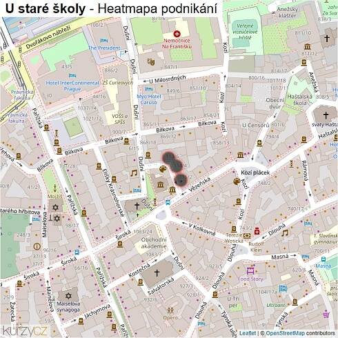 Mapa U staré školy - Firmy v ulici.