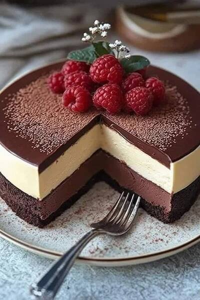 Triple Chocolate Mousse Torte A Dream for Chocolate Lovers! | Chocolate desserts, Chocolate mousse cake, Cheesecake recipes
