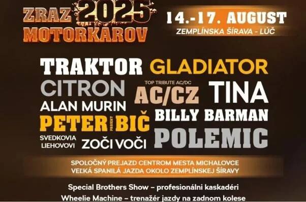Zraz motorkárov Zemplínska šírava: Jazdy, Harley, koncerty, adrenalín a výborná atmosféra. Aj Gladiator či TINA, PETER BIČ PROJEKT a Polemic