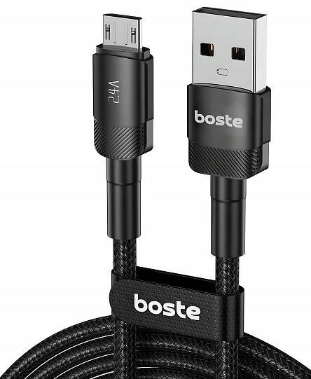 BOSTE RYCHLÝ VÝKONNÝ KABEL USB-A MICRO USB 2.4A BEZPEČNÝ QC 3.0 1M Váha výrobku včetně jednotkového obalu 0.035 kg