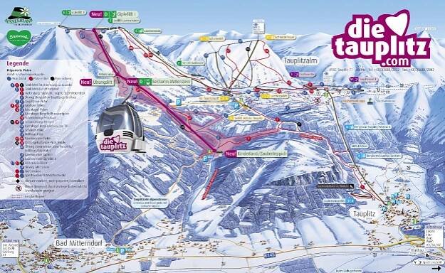 Lyžařská mapa sjezdovek areálu Bad Mitterndorf / Tauplitz