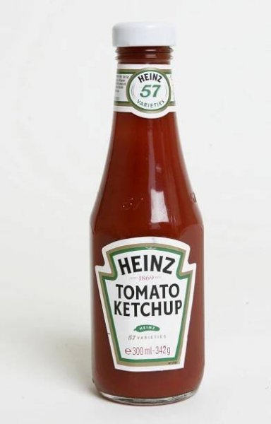 a bottle of heinz's tomato ketchup on a white background