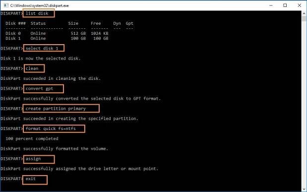 initialize disk to GPT