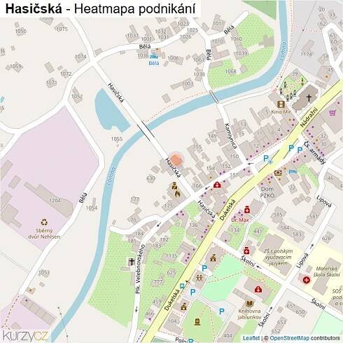 Mapa Hasičská - Firmy v ulici.