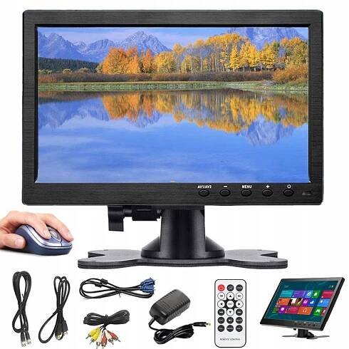 LCD MONITOR DO AUTA 10.1 PALCŮ, PŘENOSNÝ DISPLEJ S HDMI VGA AV VSTUPY