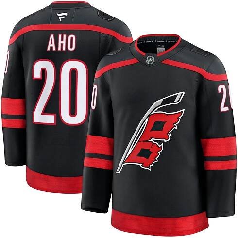 Pánské NHL Carolina Hurricanes Aho #20 Dresy Fanatics Domácí Premium Černý