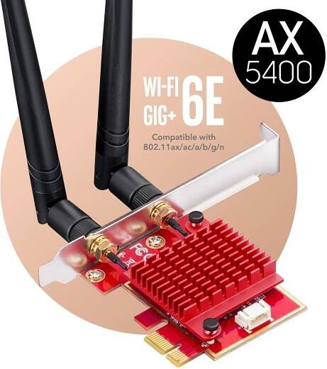 CUDY AX5400 Wi-Fi 6E PCI Express Adapter