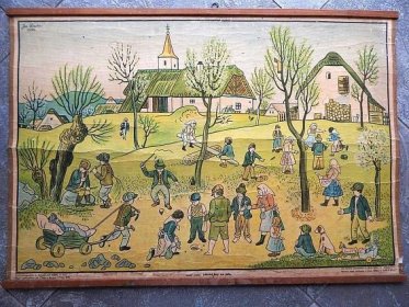 JOSEF LADA - Dětské hry na jaře - 1936, velký formát vydán v roce1940  - Umění