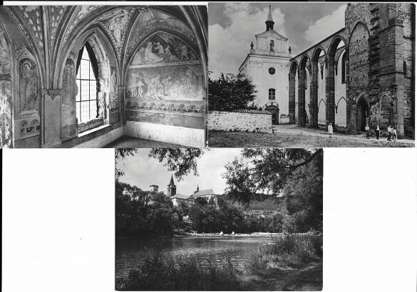 3x Sázava Černé Budy ca.1970 klášter okres Benešov 1 prošlá známka