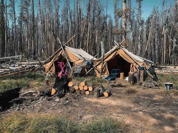Wilderness spike camp or drop camp in Montana