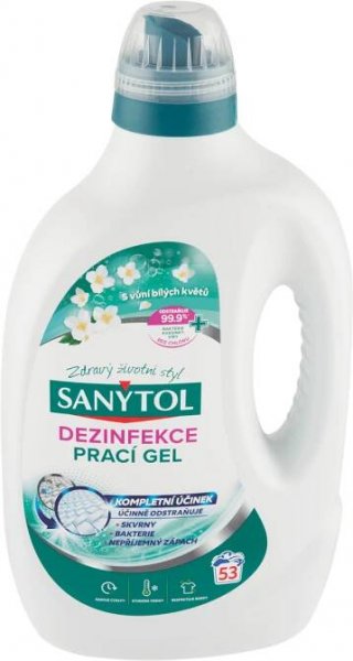 SANYTOL dezinfekce prací gel s vůní bílých květů, 53 PD