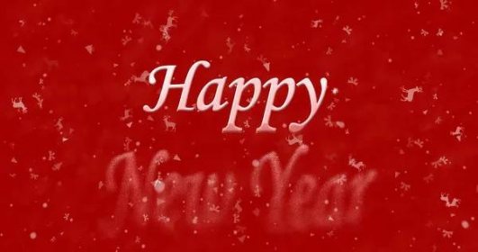 Šťastný nov�ý rok text se změní na prach ze dna na červeném pozadí — Stock obrázek