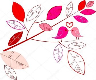 Stáhnout - Valentýnské přání s ptačí pár. — Ilustrace