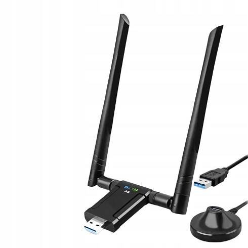 ADAPTÉR SÍŤOVÁ KARTA WiFi Wi-Fi NA USB S ANTÉNAMI 1200Mbps 5GHz