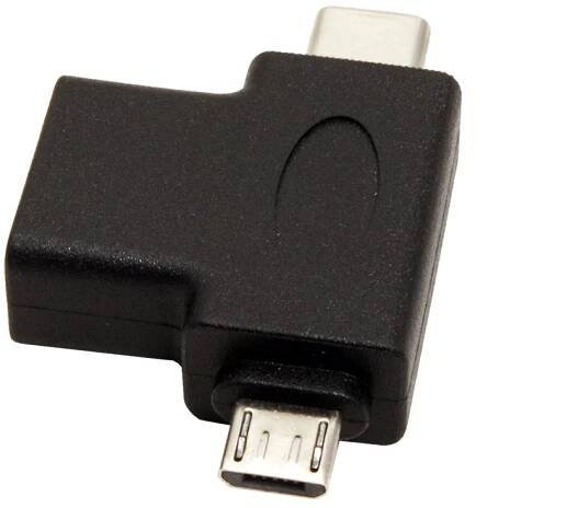 USB T redukce USB3.0 A(F) - USB C(M) / microUSB B(M), OTG, černá