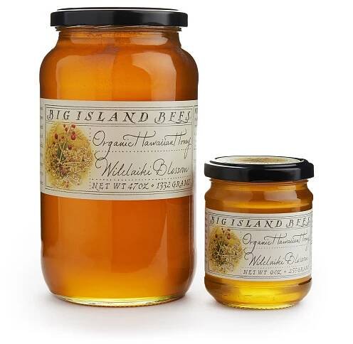 certified organic Hawaiian wilikaiki honey in glass jar