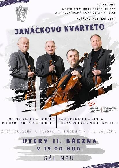 Koncert Janáčkova kvarteta v Lannerově domě v Telči - Národní památkový ústav