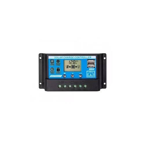 Solární regulátor PWM 12-24V/30A+USB pro Pb baterie, LiFePO4, Li-ion