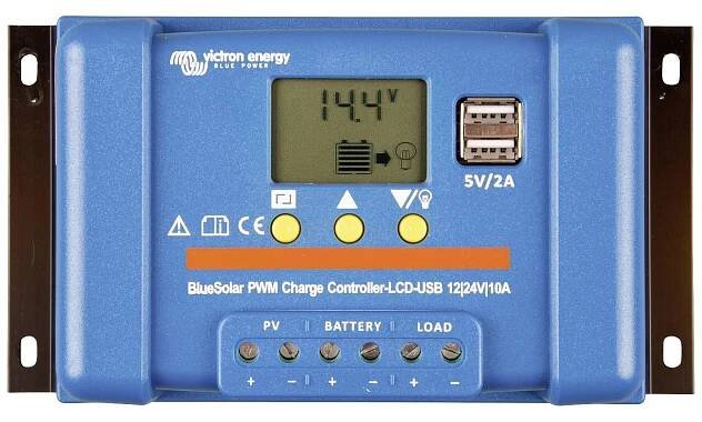 Victron Energy Blue-Solar PWM-LCD&USB solární regulátor nabíjení PWM 12 V, 24 V 10 A : Půhy.cz