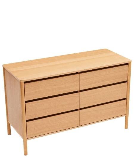 komoda blair z 6 szufladami (cd01) naturalny dąb 120 cm