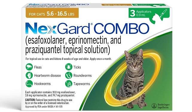 NEXGARD COMBO Topical for Cats 5.6-16.5lbs., 6 Month Supply