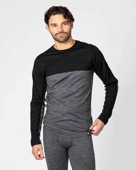 Pánské - Trička s dlouhým rukávem - Bula Retro Wool Crew Black | Merino sport