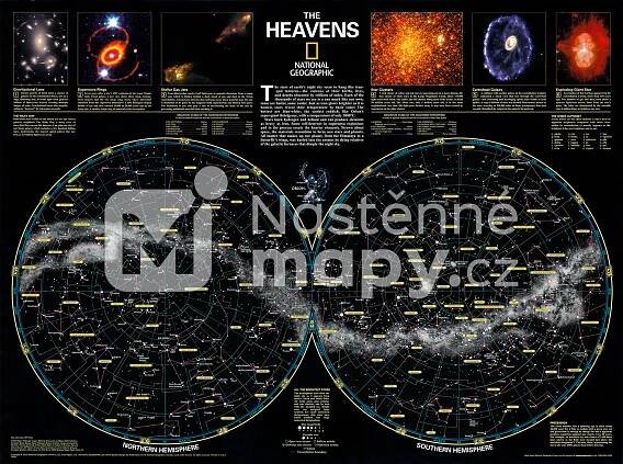 Nástěnná mapa hvězdné oblohy The Heavens | nastennemapy.cz