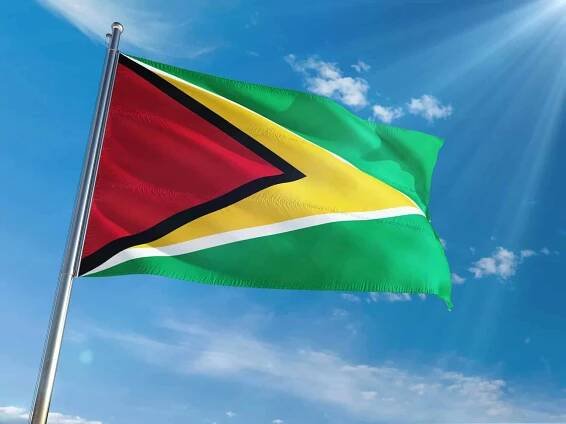 Flag of Guyana waving in the wind
